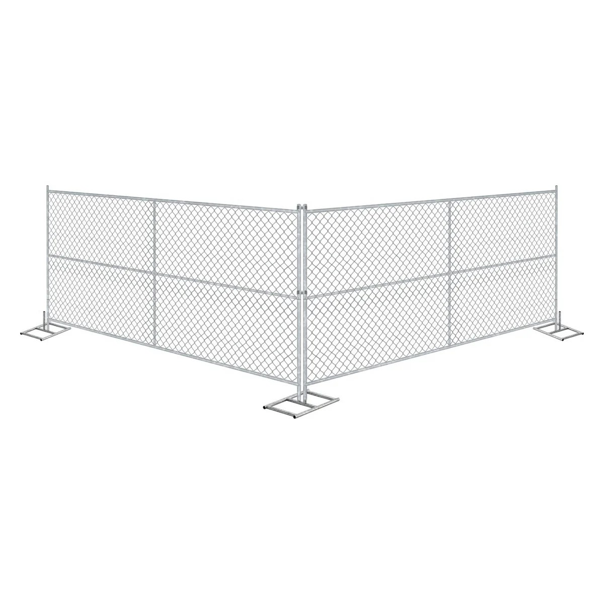 Freestanding chain link fence panels on stands for event perimeters