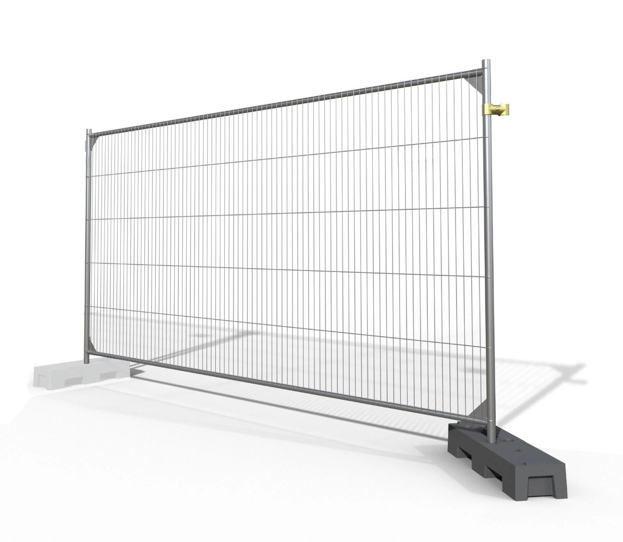 Galvanized welded mesh temporary fence panel on weighted base blocks